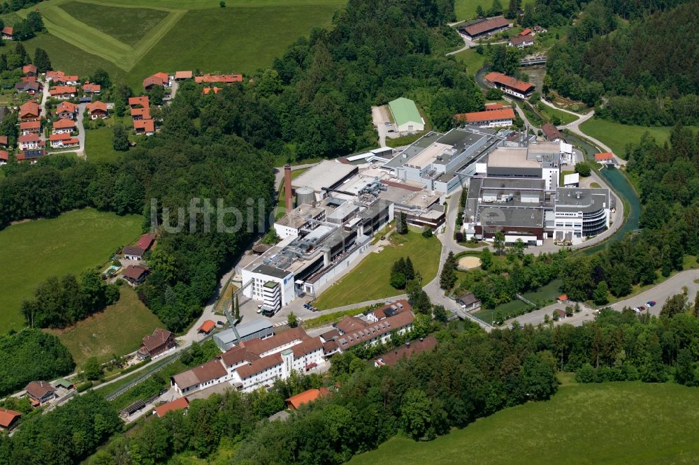 Gmund am Tegernsee von oben - Werksgelände der Papierfabrik Louisenthal GmbH in Gmund am Tegernsee im Bundesland Bayern, Deutschland