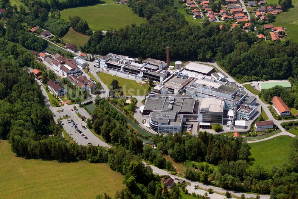 Luftbild Gmund am Tegernsee - Werksgelände der Papierfabrik Louisenthal GmbH in Gmund am Tegernsee im Bundesland Bayern, Deutschland