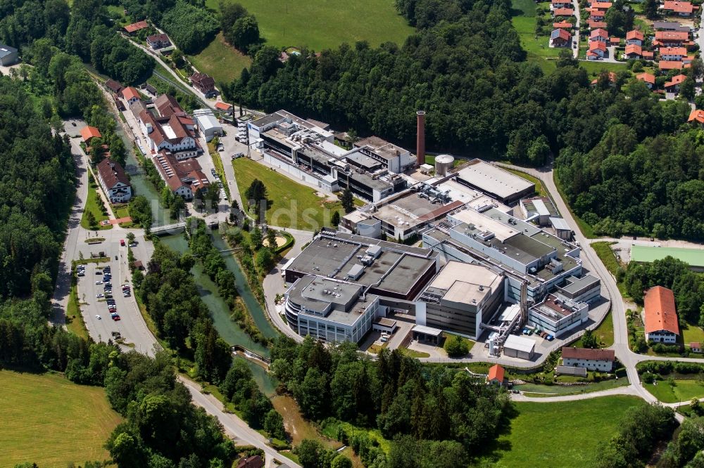 Luftaufnahme Gmund am Tegernsee - Werksgelände der Papierfabrik Louisenthal GmbH in Gmund am Tegernsee im Bundesland Bayern, Deutschland