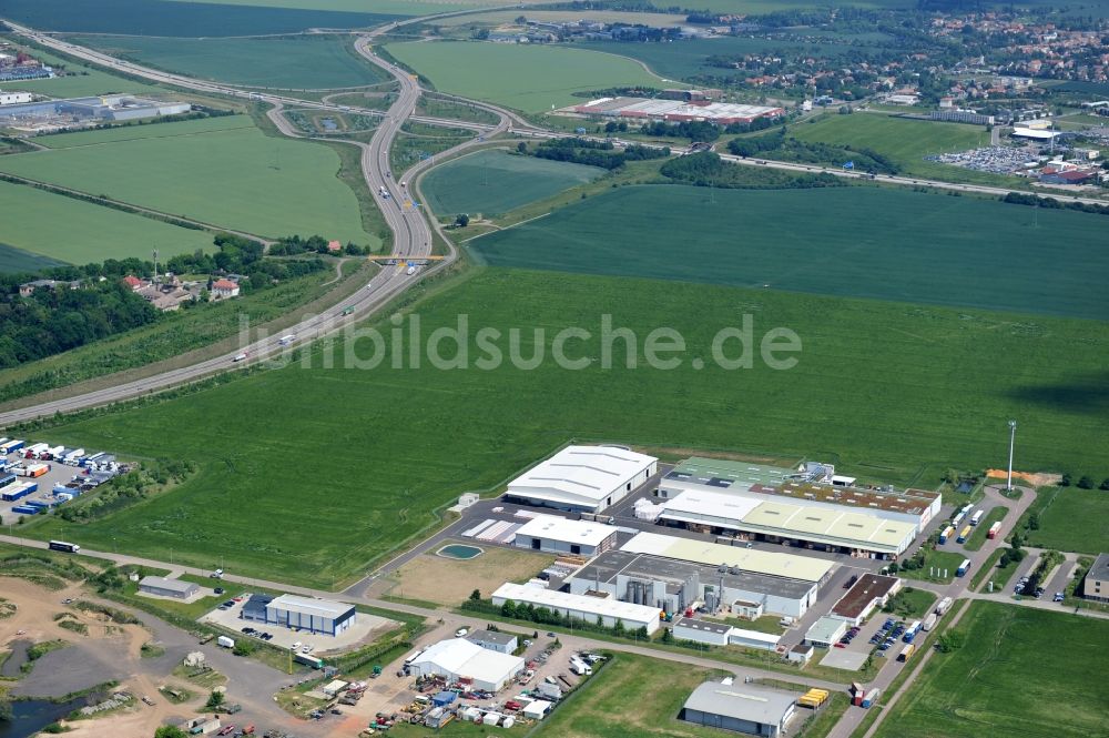 Landsberg von oben - Werksgelände der Paul Bauder GmbH & Co KG in Landsberg in Sachsen-Anhalt