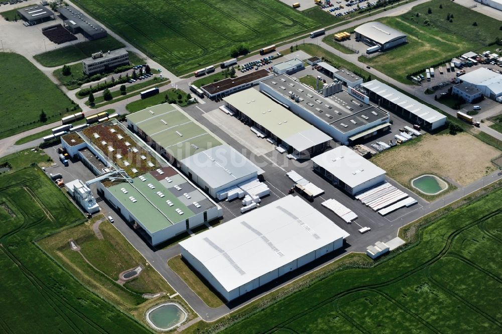 Landsberg von oben - Werksgelände der Paul Bauder GmbH & Co KG in Landsberg in Sachsen-Anhalt