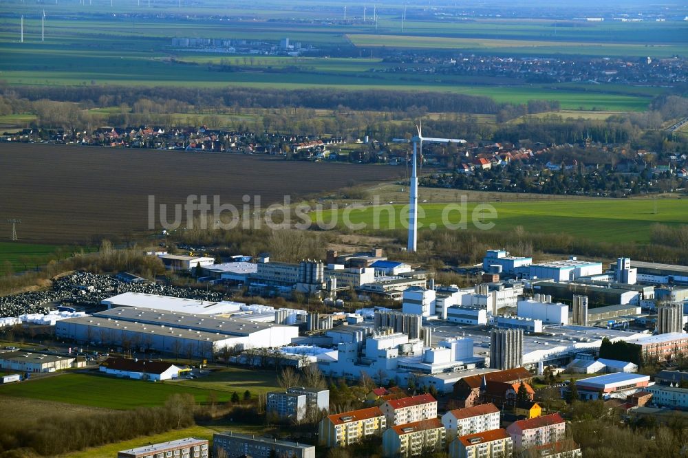 Luftaufnahme Weißandt-Gölzau - Werksgelände der POLIFILM GmbH in Weißandt-Gölzau im Bundesland Sachsen-Anhalt, Deutschland