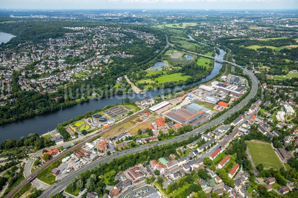 Essen von oben - Werksgelände der Röhrenwerk Kupferdreh Carl Hamm GmbH in Essen im Bundesland Nordrhein-Westfalen - NRW, Deutschland