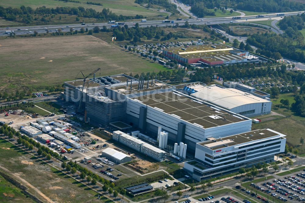 Dresden von oben - Werksgelände der Robert Bosch Semiconductor Manufacturing Dresden GmbH im Ortsteil Hellerau in Dresden im Bundesland Sachsen, Deutschland