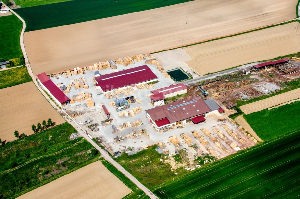 Luftbild Niederrœdern - Werksgelände der Sägewerk Scierie et Paletterie KOCHER in Niederrœdern in Grand Est, Frankreich