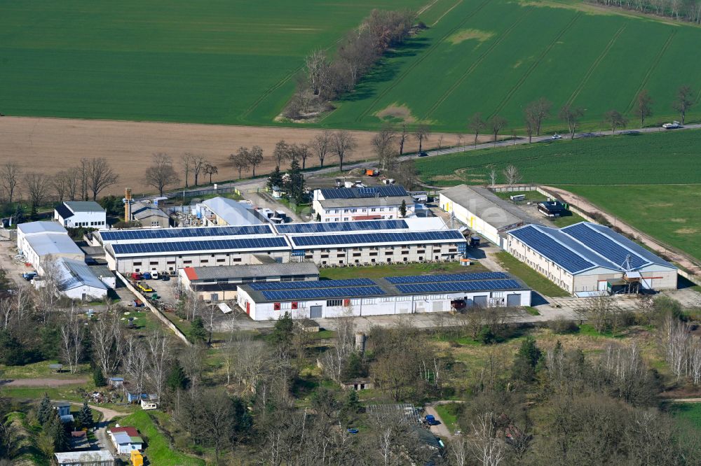 Dessau aus der Vogelperspektive: Werksgelände Stahlmöbel Dessau GmbH in Dessau im Bundesland Sachsen-Anhalt, Deutschland