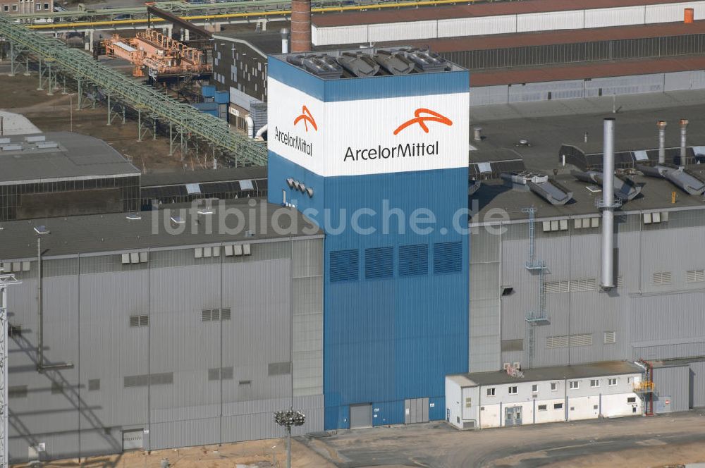 Eisenhüttenstadt aus der Vogelperspektive: Werksgelände Stahlwerk ArcelorMittal Eisenhüttenstadt