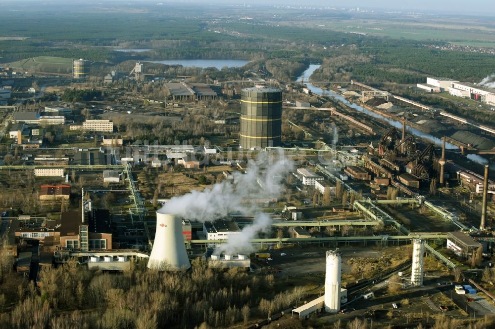 Eisenhüttenstadt von oben - Werksgelände des Stahlwerkes ArcelorMittal in Eisenhüttenstadt im Bundesland Brandenburg