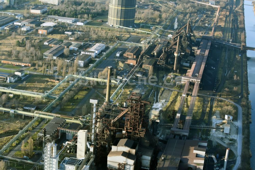 Luftaufnahme Eisenhüttenstadt - Werksgelände des Stahlwerkes ArcelorMittal in Eisenhüttenstadt im Bundesland Brandenburg