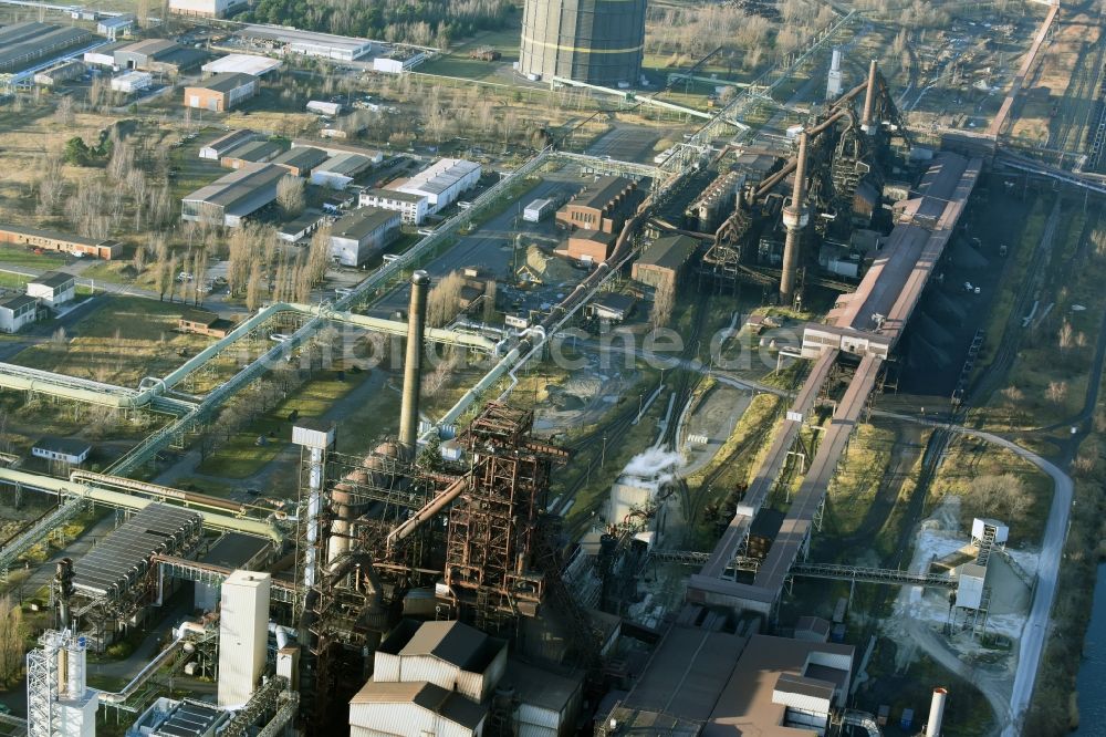 Eisenhüttenstadt von oben - Werksgelände des Stahlwerkes ArcelorMittal in Eisenhüttenstadt im Bundesland Brandenburg