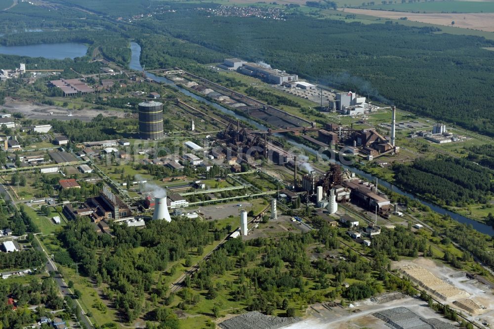 Eisenhüttenstadt aus der Vogelperspektive: Werksgelände des Stahlwerkes ArcelorMittal in Eisenhüttenstadt im Bundesland Brandenburg