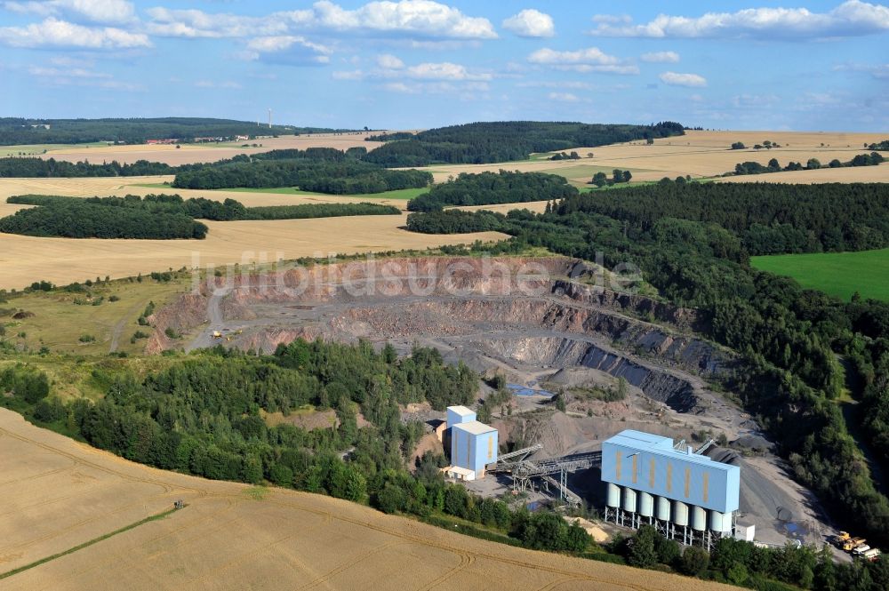 Luftbild Döbritz - Werksgelände mit dem Steinbruch der Hartsteinwerke Burgk bei Döbritz im Bundesland Thüringen