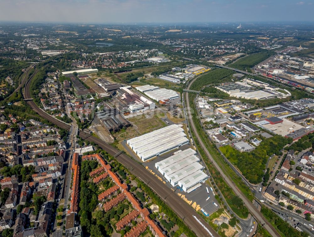 Dortmund von oben - Werksgelände thyssenkrupp Schulte GmbH, Zweigniederlassung Edelstahl-Service-Center in Dortmund im Bundesland Nordrhein-Westfalen, Deutschland