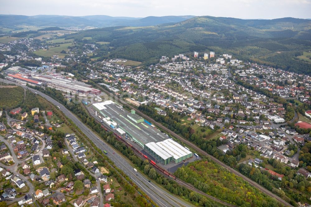 Kreuztal aus der Vogelperspektive: Werksgelände der thyssenkrupp Steel Europe AG in Kreuztal im Bundesland Nordrhein-Westfalen, Deutschland