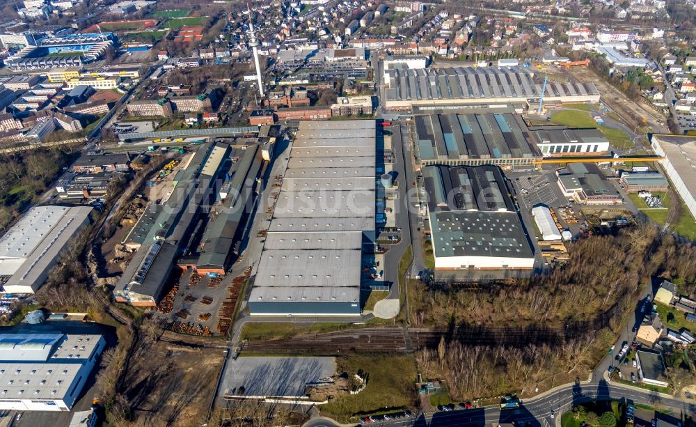 Bochum von oben - Werksgelände der ThyssenKrupp Steel AG Werk Bochum NO im Ortsteil Harpen in Bochum im Bundesland Nordrhein-Westfalen