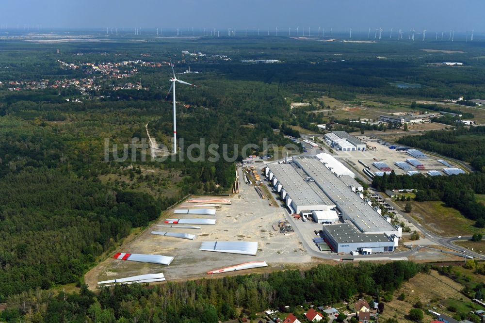 Luftaufnahme Lauchhammer - Werksgelände der Vestas Deutschland GmbH in Lauchhammer im Bundesland Brandenburg, Deutschland