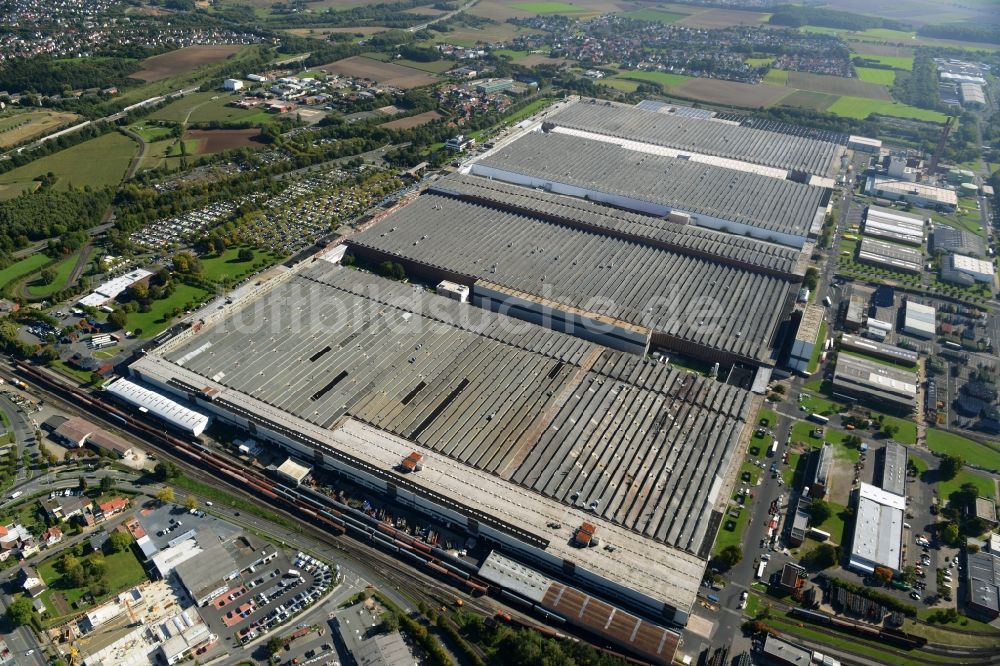 Luftaufnahme Baunatal - Werksgelände der Volkswagen AG Baunatal in Baunatal im Bundesland Hessen