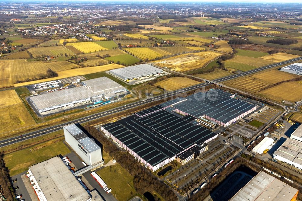 Bönen aus der Vogelperspektive: Werksgelände der Welser Profile GmbH an der Edisonstraße in Bönen im Bundesland Nordrhein-Westfalen, Deutschland