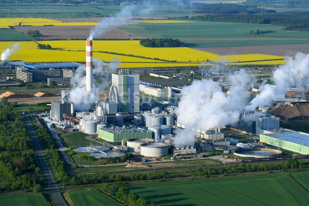 Luftaufnahme Arneburg - Werksgelände der Zellstoff Stendal GmbH im Industrie- und Gewerbepark Altmark in Arneburg im Bundesland Sachsen-Anhalt, Deutschland