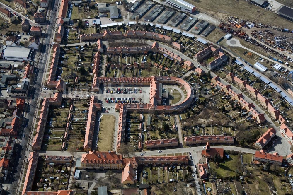 Wittenberg OT Piesteritz aus der Vogelperspektive: Werkssiedlung Piesteritz einem Stadtteil in Wittenberg im Bundesland Sachsen-Anhalt