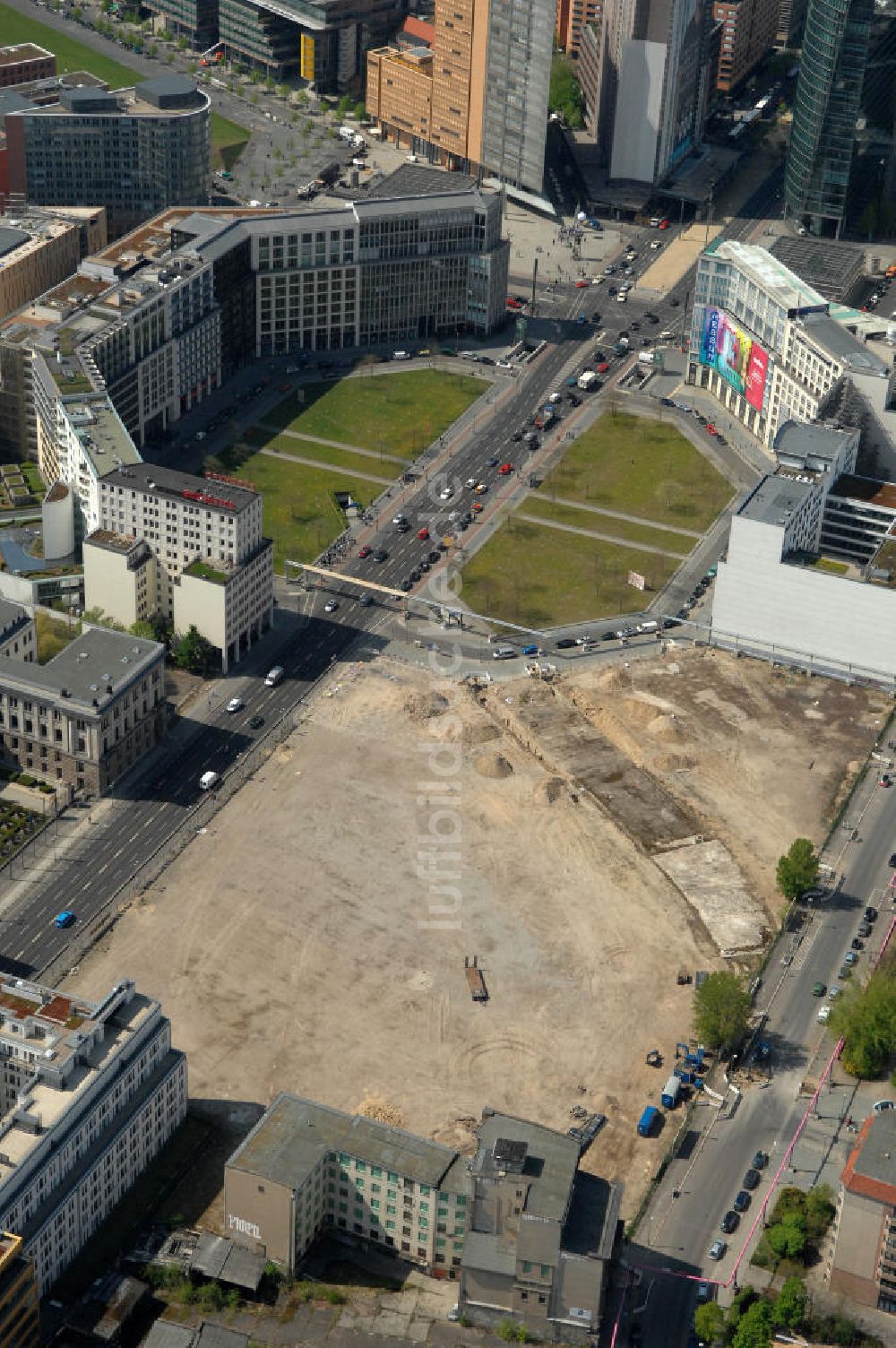 Berlin aus der Vogelperspektive: Wertheim-Areal - Bauland am Leipziger Platz in Berlin- Mitte