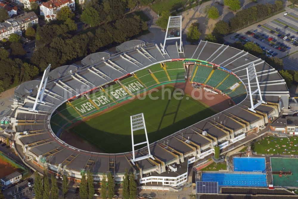 Bremen aus der Vogelperspektive: Weserstadion in Bremen - das Stadion des Fußball-Bundesligisten Werder Bremen