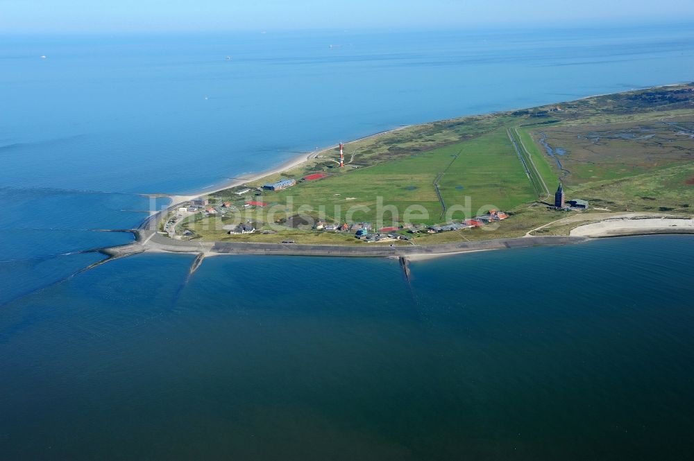 Luftaufnahme Wangerooge - Westliche Küste mit der Siedlung Zum Westen auf der Insel Wangerooge im Wattenmeer in der Nordsee im Bundesland Niedersachsen