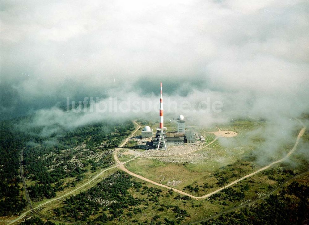 Luftaufnahme Brocken Bei Wernigerode Sachsen Anhalt Wetterfront über Dem Brocken Am Harz 