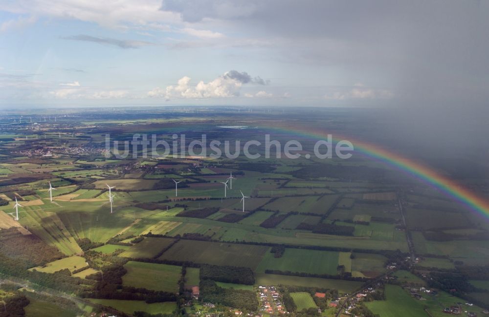 Luftbild Genthin - Wetterlage mit Regenbogen- Bildung in Genthin im Bundesland Sachsen-Anhalt, Deutschland