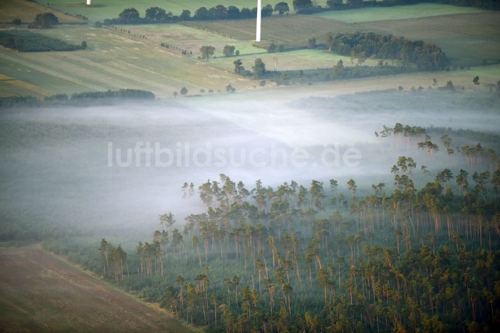 Luftaufnahme Deetz - Wetterlage mit schichtartiger Nebel- Bedeckung bei Deetz im Bundesland Sachsen-Anhalt, Deutschland