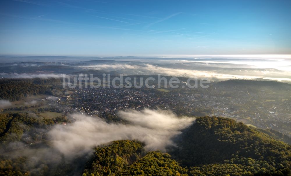 Luftaufnahme Bad Driburg - Wetterlage mit Wolkenbildung in Bad Driburg im Bundesland Nordrhein-Westfalen, Deutschland