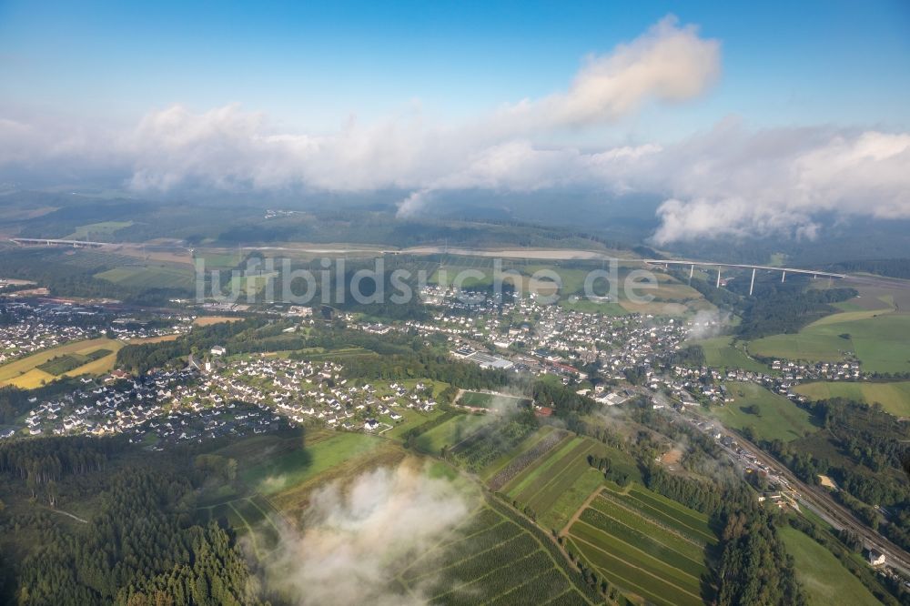 Luftaufnahme Bestwig - Wetterlage mit Wolkenbildung in Bestwig im Bundesland Nordrhein-Westfalen, Deutschland