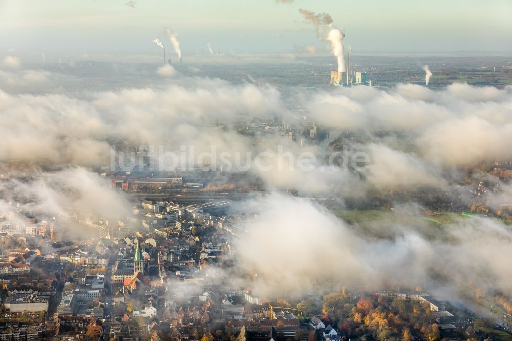 Hamm aus der Vogelperspektive: Wetterlage mit Wolkenbildung in Hamm im Bundesland Nordrhein-Westfalen, Deutschland