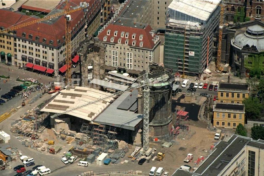 Luftaufnahme Dresden - Wiederaufbau der Frauenkirche