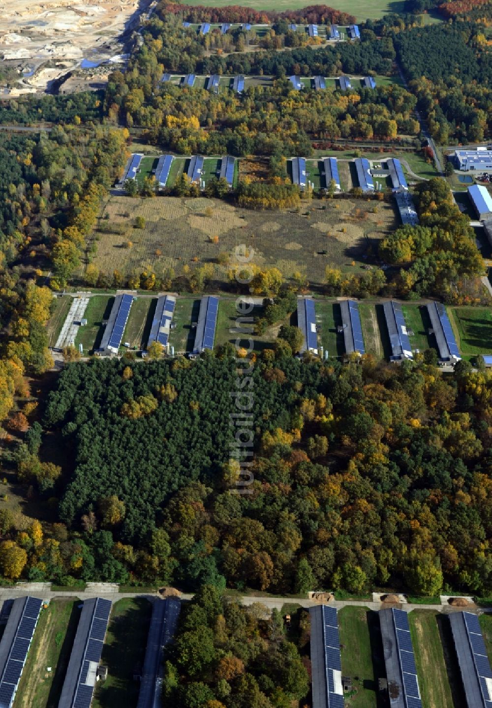 Luftbild Zernsdorf - Wiesenhof- Geflügelbetrieb Mastanlage am Segelfliegerdamm in Zernsdorf im Bundesland Brandenburg