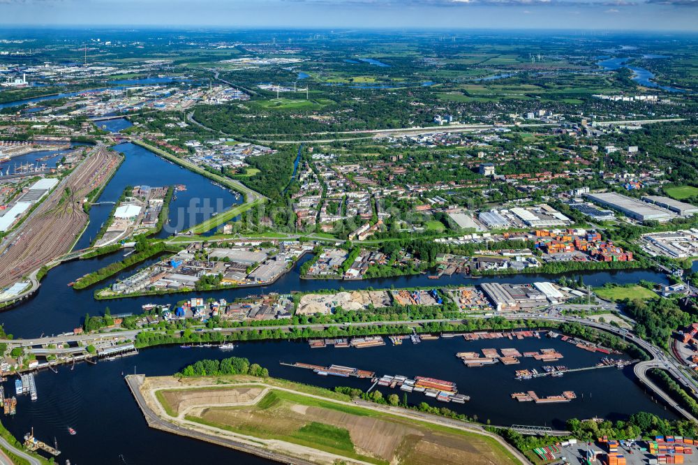 Luftbild Hamburg - Wilhelmsburg Industrie und Wohngebiet Reiherstieg in Hamburg, Deutschland