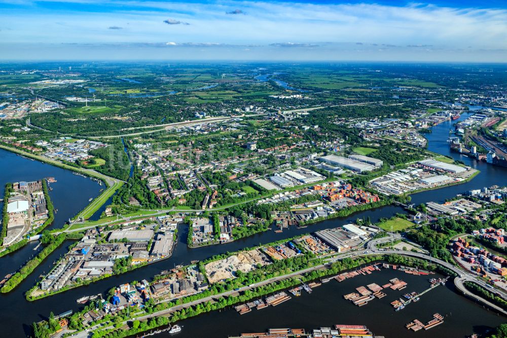 Luftaufnahme Hamburg - Wilhelmsburg Industrie und Wohngebiet Reiherstieg in Hamburg, Deutschland