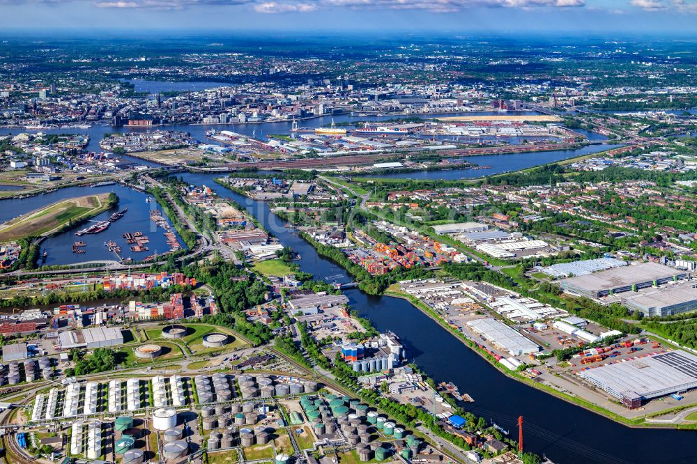 Hamburg aus der Vogelperspektive: Wilhelmsburg Industrie und Wohngebiet Reiherstieg in Hamburg, Deutschland