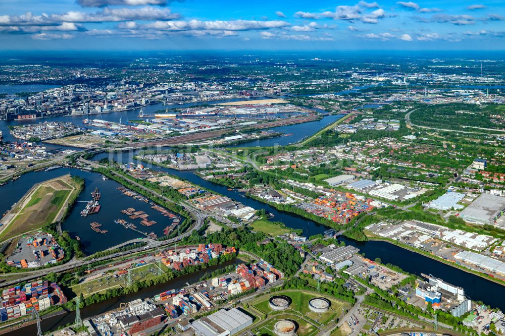 Hamburg aus der Vogelperspektive: Wilhelmsburg Industrie und Wohngebiet Reiherstieg in Hamburg, Deutschland