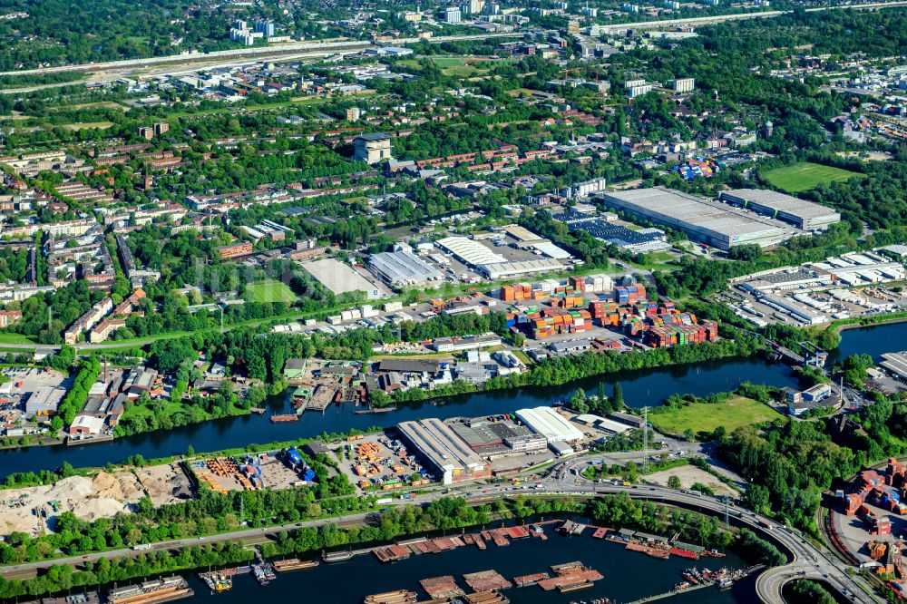 Luftaufnahme Hamburg - Wilhelmsburg Industrie und Wohngebiet Reiherstieg in Hamburg, Deutschland