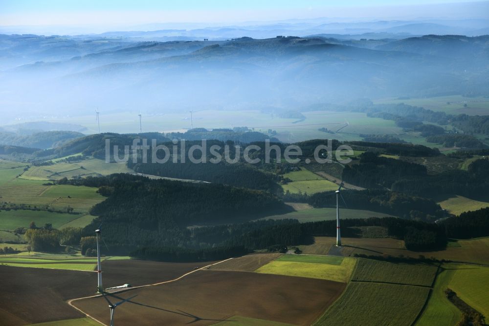 Luftaufnahme Eslohe - Windenergieanlagen in Eslohe im Bundesland Nordrhein-Westfalen