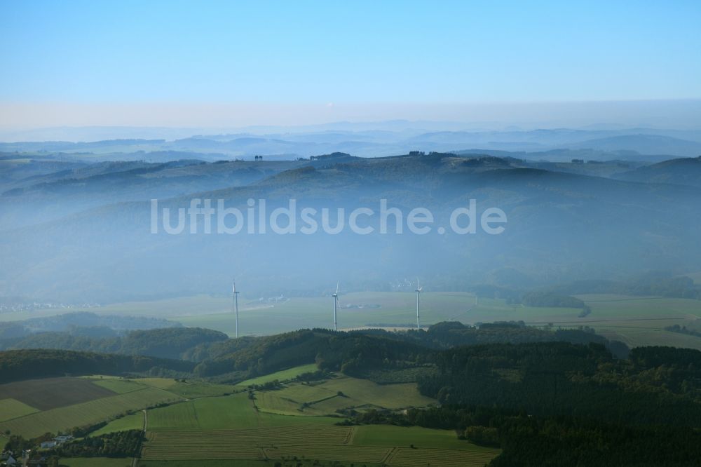 Eslohe von oben - Windenergieanlagen in Eslohe im Bundesland Nordrhein-Westfalen