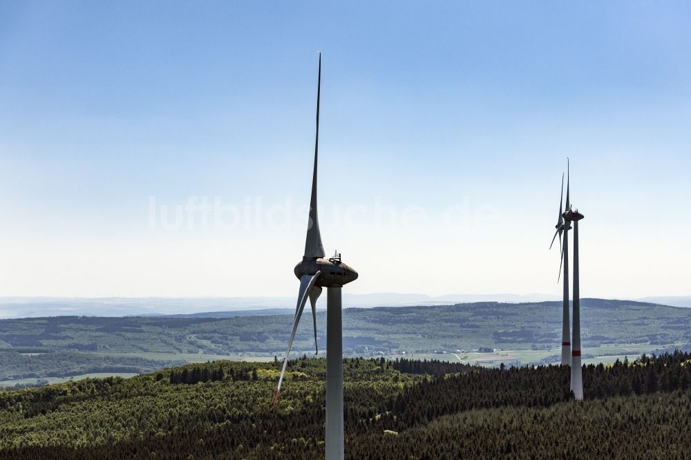 Luftbild Daxweiler - Windenergieanlagen (WEA) - Windrad- auf einem Feld in Daxweiler im Bundesland Rheinland-Pfalz, Deutschland