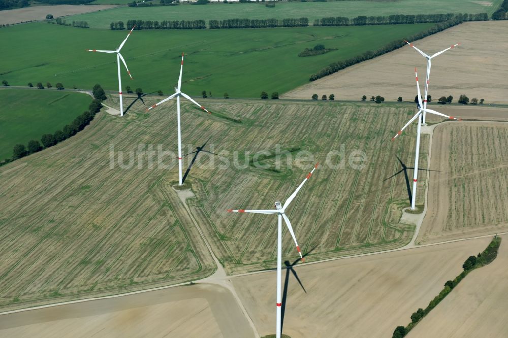 Luftbild Neuburg - Windenergieanlagen (WEA) - Windrad- auf einem Feld in Neuburg im Bundesland Mecklenburg-Vorpommern