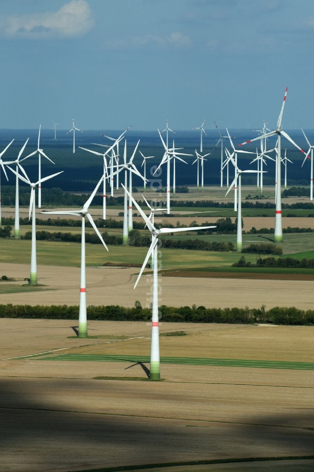 Treuenbrietzen aus der Vogelperspektive: Windenergieanlagen (WEA) - Windrad- auf einem Feld in Treuenbrietzen im Bundesland Brandenburg