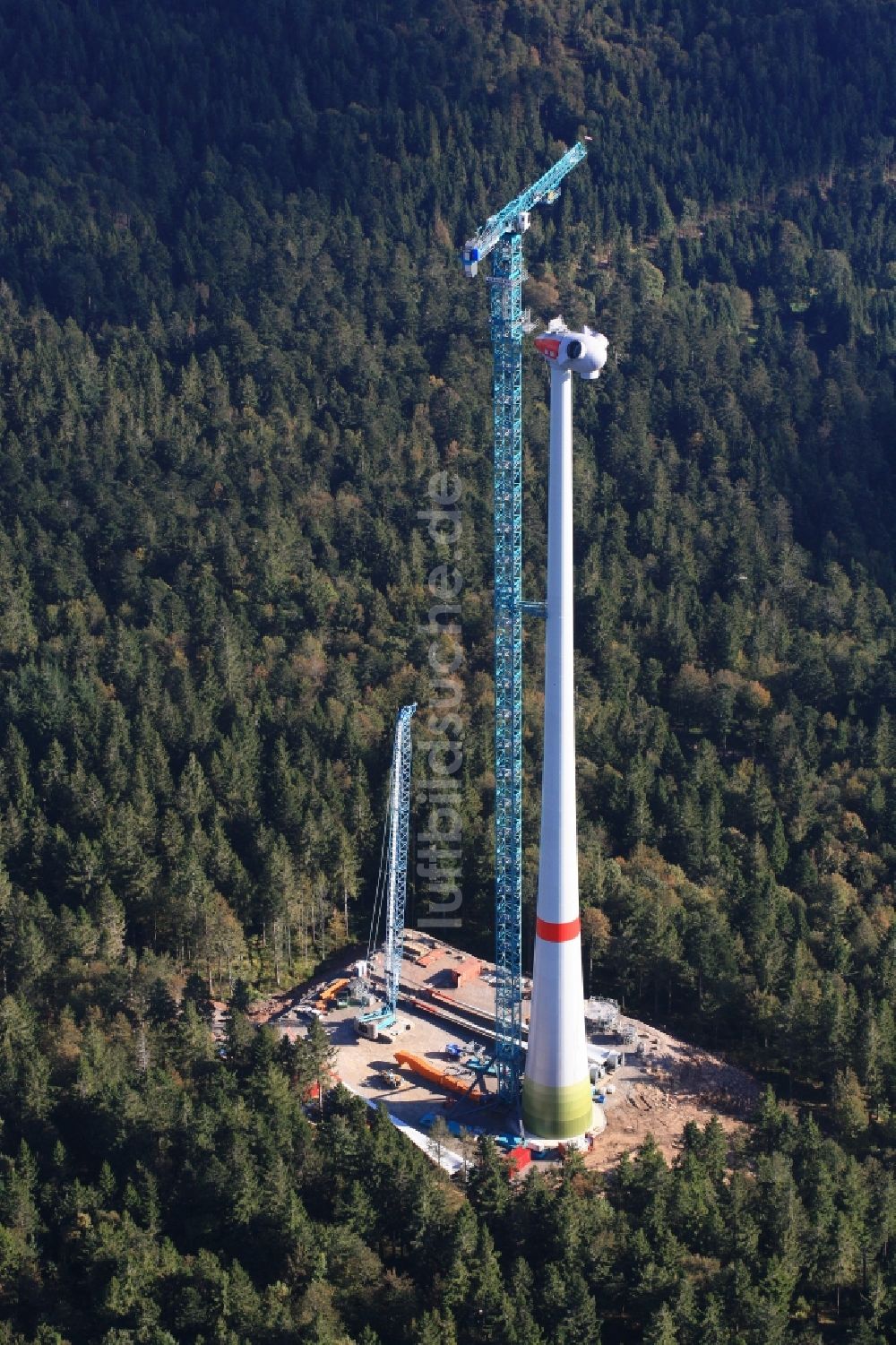 Luftaufnahme Schopfheim - Windkraft- Baustelle auf dem Rohrenkopf im Schopfheimer Ortsteil Gersbach im Bundesland Baden-Württemberg