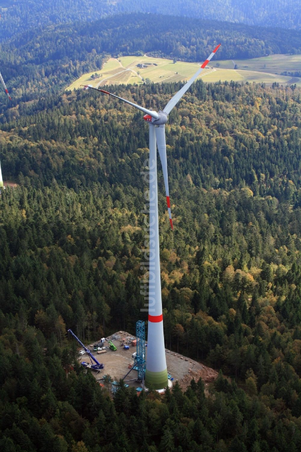 Luftaufnahme Schopfheim - Windkraft- Baustelle auf dem Rohrenkopf im Schopfheimer Ortsteil Gersbach im Bundesland Baden-Württemberg