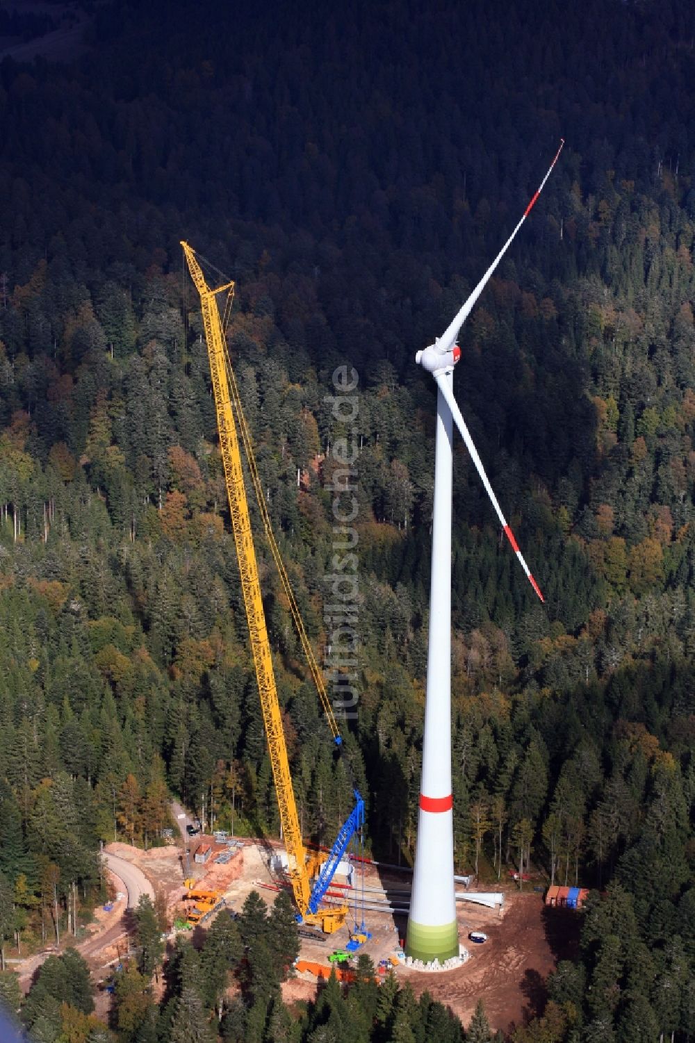 Schopfheim von oben - Windkraft- Baustelle auf dem Rohrenkopf im Schopfheimer Ortsteil Gersbach im Bundesland Baden-Württemberg