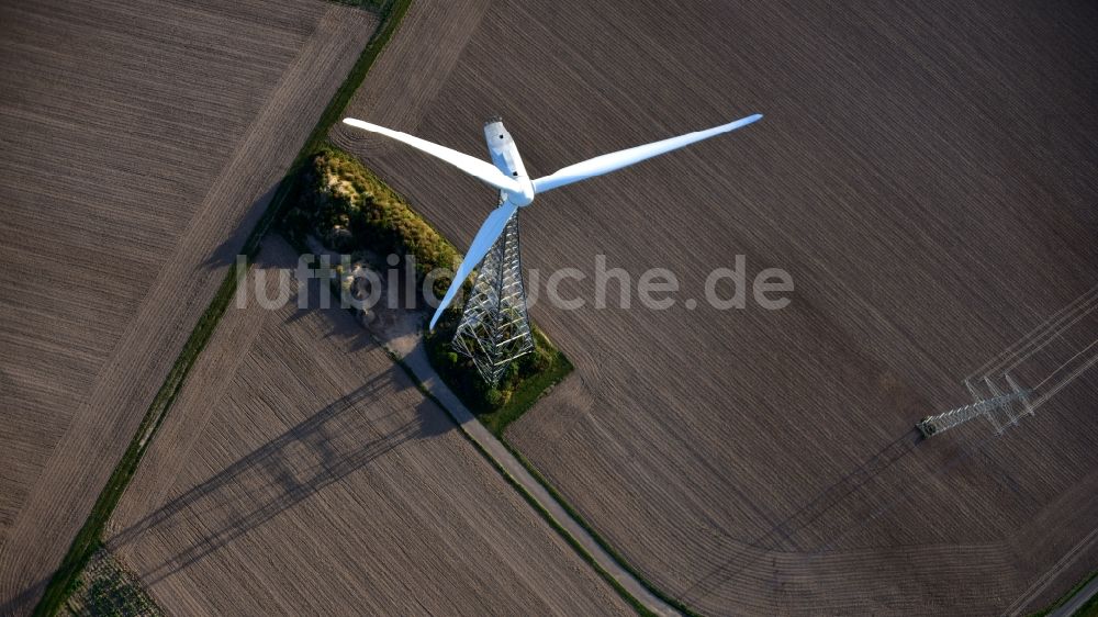 Wesseling aus der Vogelperspektive: Windkraftanlage in Wesseling im Bundesland Nordrhein-Westfalen, Deutschland