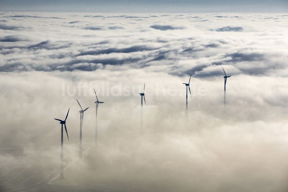 Luftbild Marsberg - Windkraftanlagen im Sauerland in Nordrhein-Westfalen, Deutschland